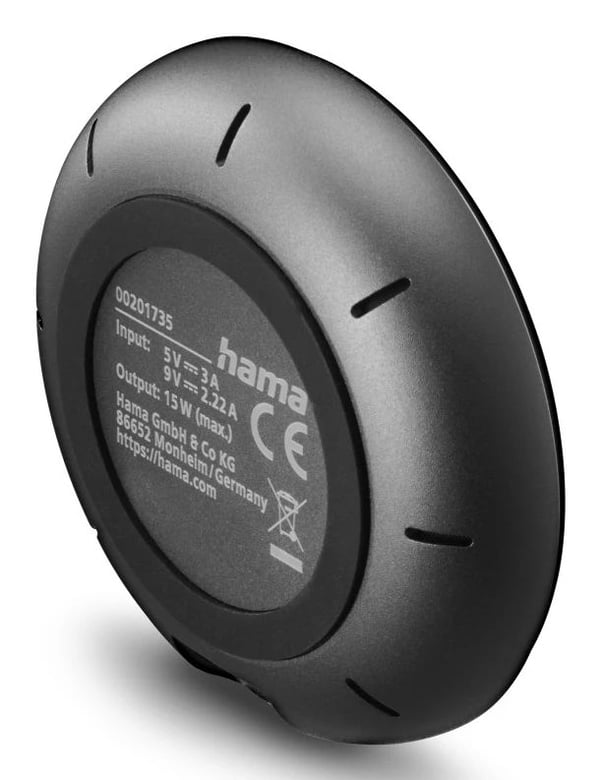 Hama 00201735, Innendørs, USB, Trådløs lading, Svart