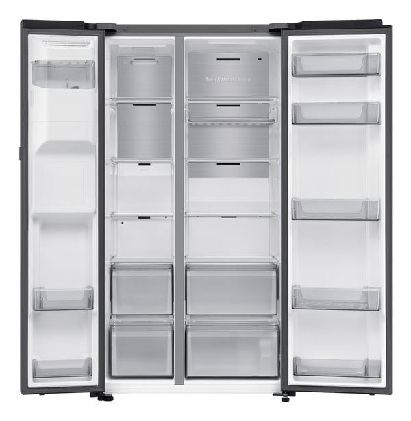 Samsung RS80F66KBFEF amerikansk kjøleskap, frittstående, Premium svart stål