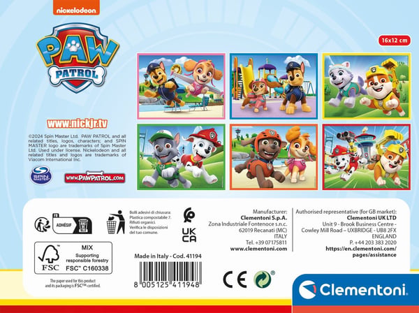 Clementoni Puslespil Paw Patrol, 12 cubes