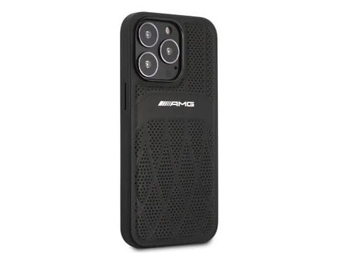 Mercedes AMG AMHCN61GSEBK iPhone 11 6,1 tuuman musta / musta kova kotelo, jossa on nahkainen painatus