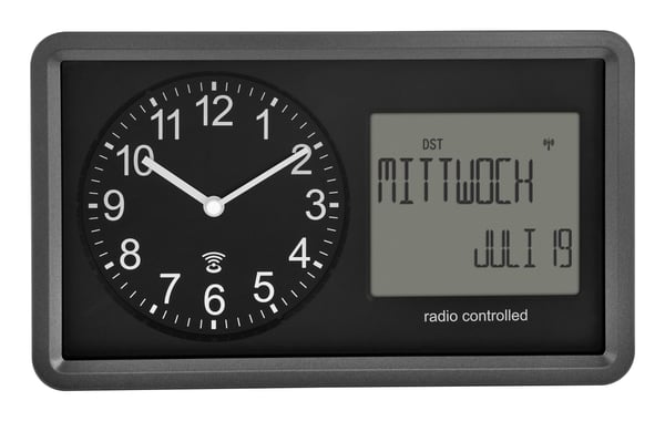 TFA-Dostmann 60.3552.01, Mekanisk väckarklocka, Rektangel, Svart, inomhus, Vuxen, Batteri