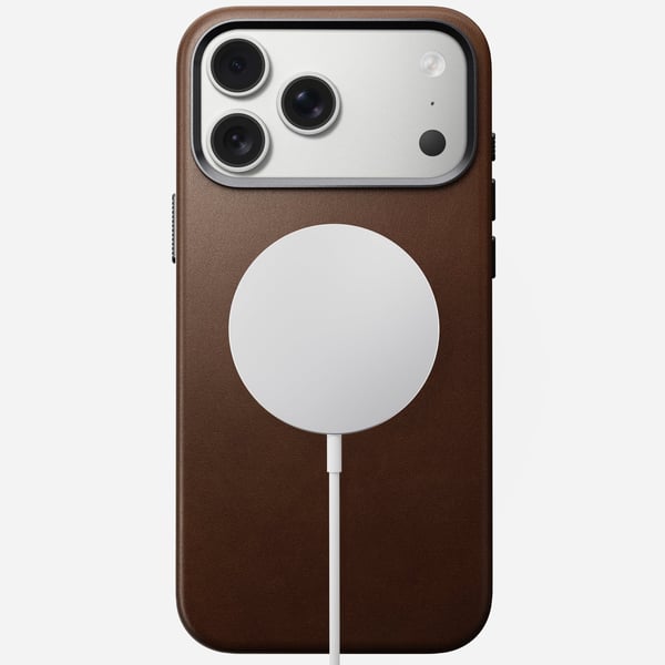 Nomad iPhone 17 Pro Max tradisjonelt lærdeksel, MagSafe-kompatibelt, brun