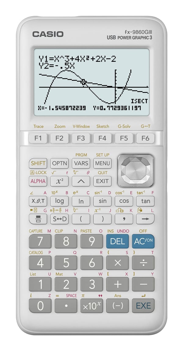 Casio FX-9860GIII, Tasku, Graafinen laskin, Flash, USB-portti, Akku, Valkoinen