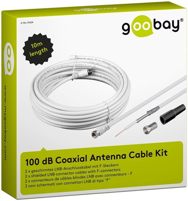 Goobay KKS SET 100 - 30m, 30 m, F-type, Koaksial, Hvit