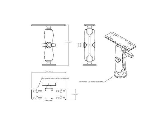 RAM Mounts RAM-111U, aluminium, sort