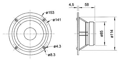 Visaton AL 130 M 6 tum 15,24 cm Högtalare-Cassier 60 W 8 Ω