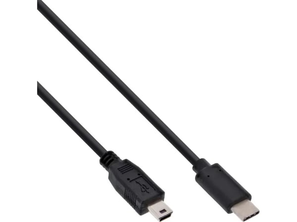 InLine 35754, 1,5 m, USB C, Mini-USB B, USB 2.0, Hankjønn/hankjønn, Svart