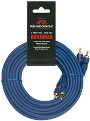 Renegade REN5RCA, 2 x RCA, Uros, 2 x RCA, Uros, 5 m, Sininen