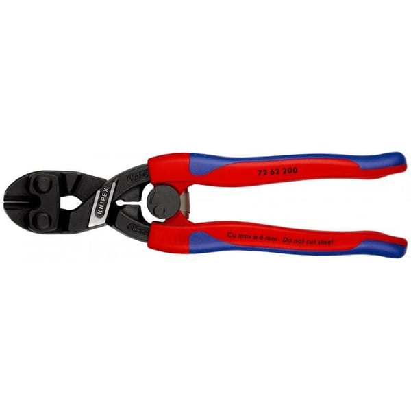 Knipex 72 62 200, Kaapelileikkuri, Sininen, Punainen, Terästä, Musta, 6 mm, REACH