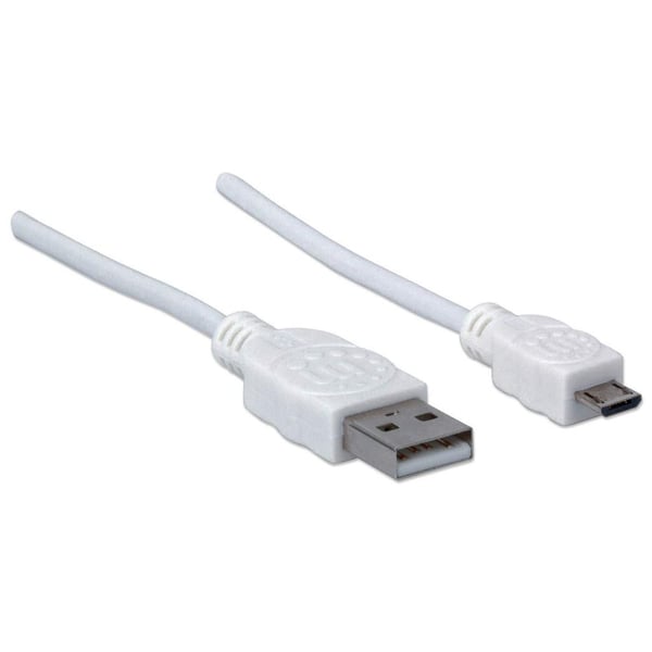 Manhattan 323987, 1 m, USB A, Micro-USB B, USB 2.0, Man/Femal, Vit