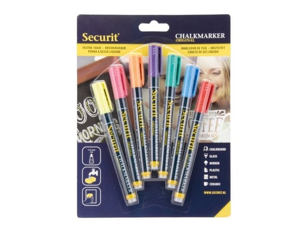 Securit Original SMA100, Blå, Grön, Orange, Rosa, Röd, Violett, Gul, 7 styck