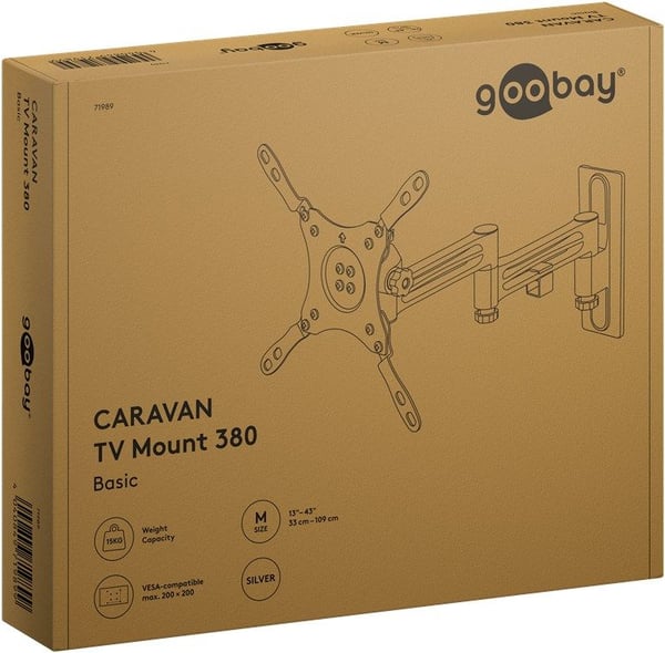Goobay TV-väggfäste Caravan FULLMOTION (M), silver (71989)