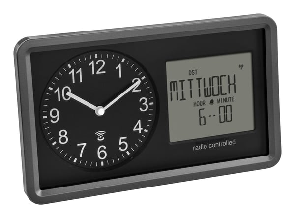 TFA-Dostmann 60.3552.01, Mekanisk väckarklocka, Rektangel, Svart, inomhus, Vuxen, Batteri