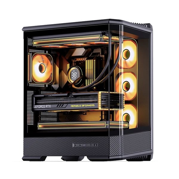 Jonsbo D400 datorchassi Midi Tower ATX härdat glas svart