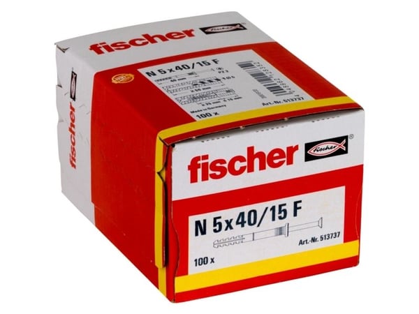 Fischer 513737, Ruuvi- ja seinäpistokesarja, Höyrykarkaistu kevytbetoni, Betoni, Kipsiharkko, Tiili, Nailon, Sinkkipinnoitettu teräs, Pozidriv, PZ2