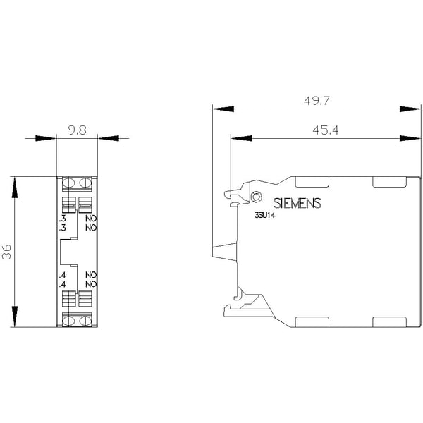 Siemens 3SU1400-1AA10-3NA0 Kontaktimoduuli 2 x sluttekontakt 1 kpl