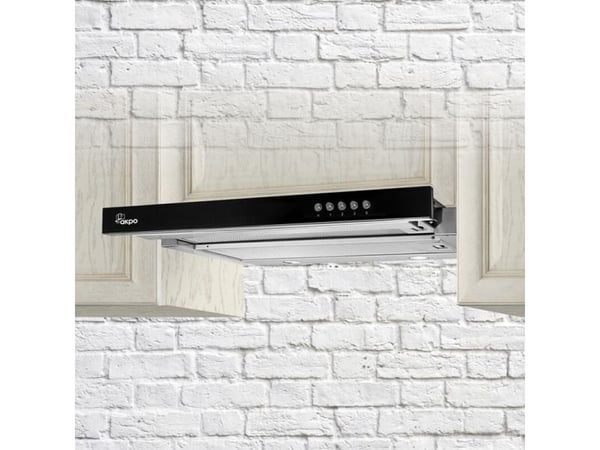 Akpo WK-7 Light Glass, 220 m³/h, Suutin/Uudelleenkierrättävä, 52 dB, 60 dB, Allerakennettu, Musta, Ruostumaton teräs