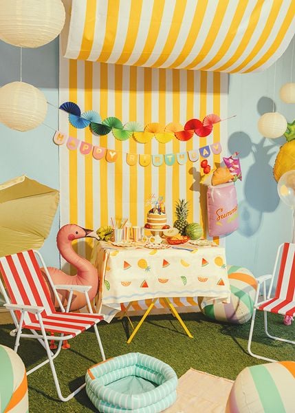 PartyDeco GRB19, Koristenauha, Paperi, Monivärinen, Yksivärinen, Juhla, Seinä