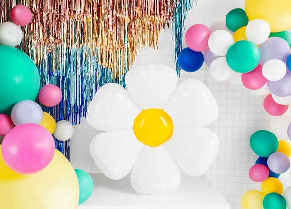 PartyDeco FB65, Lekeballong, Folie, Hvit, Gult, Monokromatisk, Party (selskap), Blomst