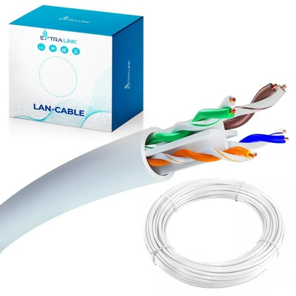 Extralink EX.32358, 50 m, Cat6, U/UTP (UTP), Hvit