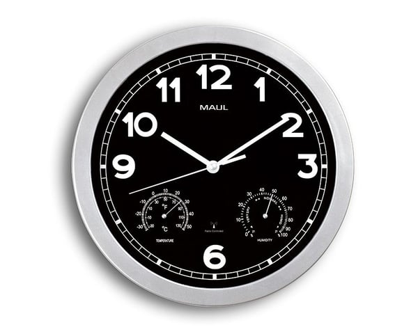 MAUL 9059095, Seinä, Ympyrä, Musta, Hopea, Muovi, AA, 1,5 V