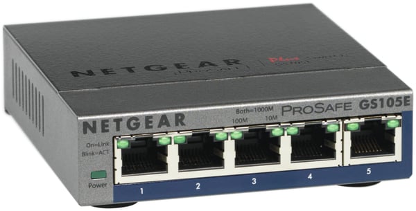NETGEAR Plus GS105Ev2 - Switch - Styrt - 5 x 10/100/1000 - stasjonær