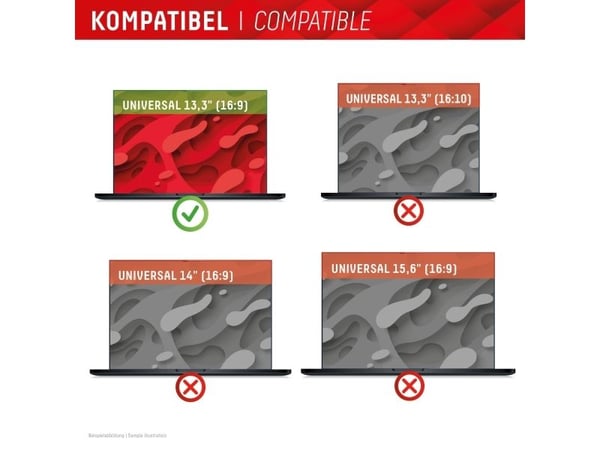 Displex 01989, 33,8 cm (13.3"), 16:9, Kannettava tietokone, Kehyksetön näytön yksityisyyssuodatin, 3H, Kiiltävä