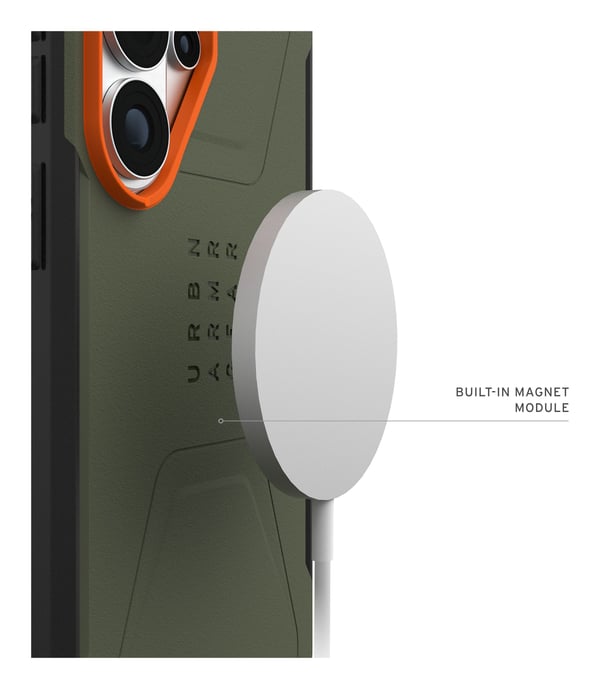 UAG Samsung Galaxy S26 Ultra Civilian magneettikuori, oliivinvihreä/oranssi
