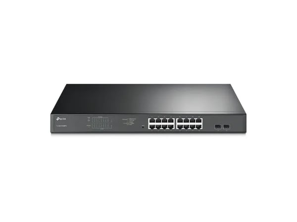 TP-Link JetStream TL-SG1218MPE - Switch - smart - 16 x 10/100/1000 (PoE+) + 2 x Gigabit SFP - rackmonterbar - PoE+ (192 W)