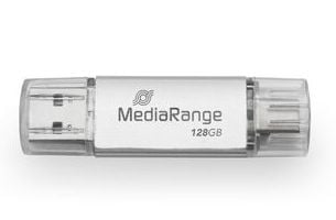 MediaRange MR938-1, 128 GB, USB Type-A / USB Type-C, 3.2 Gen 1 (3.1 Gen 1), 200 MB/s, Suojus, Hopea MediaRange MR938-1, 128 GB, USB Type-A / USB Type-C, 3.2 Gen 1 (3.1 Gen 1), 200 MB/s, Suojus, Hopea