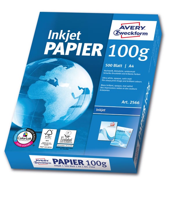 Avery Inkjet, laser & kopipapir - hvid - A4 (210 x 297 mm) - 100 g/m² - (500 ark)