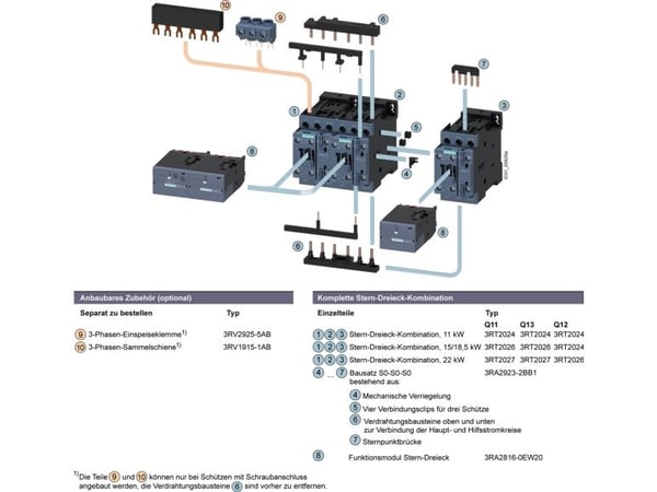 Siemens 3RA2423-8XF32-1AL2 Tähti-kolmio yhdistelmä 3 x kytkin 690 V/AC 1 kpl