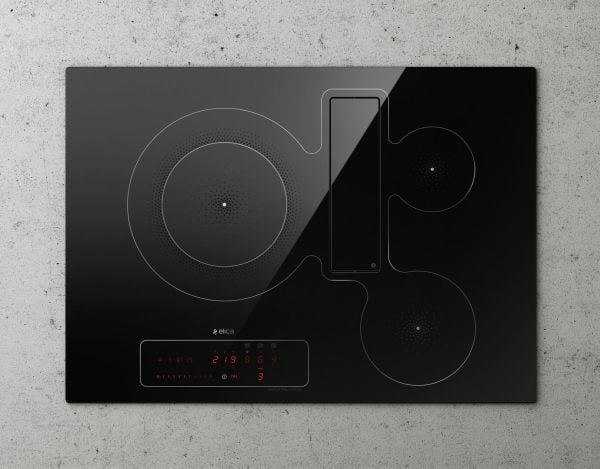 Elica NikolaTesla FIT 3Z BL/A/72 - Induktionshäll - 3 kokplattor - Fördjupning - bredd: 56 cm - djup: 49 cm - Klass A - svart med utsugsavgas (extr...