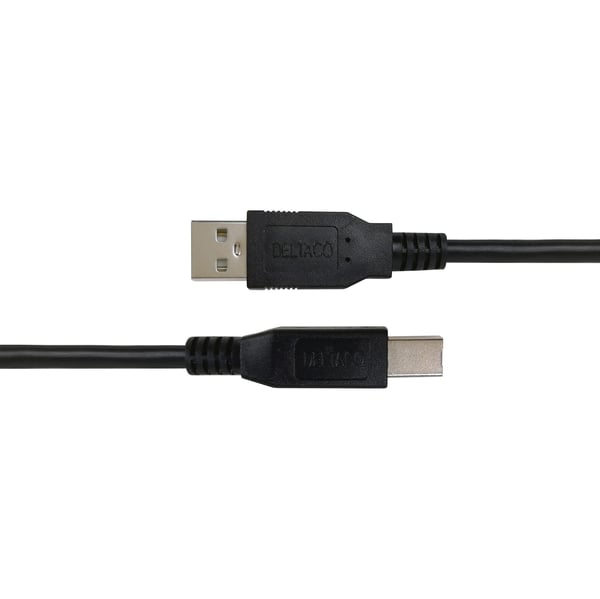 DELTACO - USB-kabel - USB (hane) till USB typ B (hane) - USB 2.0 - 0.5 A - 1 m - svart