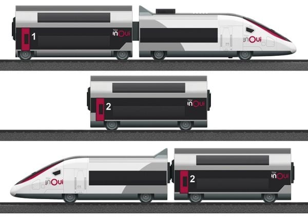 Märklin TGV Duplex, Jernbane- og togmodell, HO (1:87), Gutt/Jente, Plast, 5 stykker, Sort, Hvit
