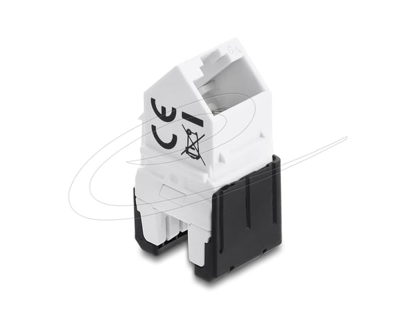 Delock - Modulär insättning - 45° angled, 180° cable routing, tool-free - CAT 6a - UTP - RJ-45, LSA - svart, vit
