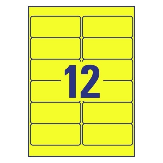 Etiket Avery Zweckform L6107-20 stærk gul 99,1x42,3 mm - (20 ark x 12 stk.)
