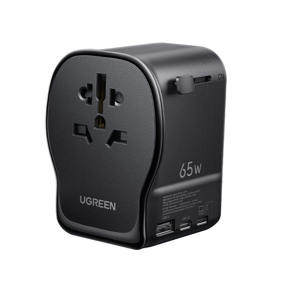 Ugreen - Strømadapter - 65 watt - 10 A - 4 utgangskontakter (2 x USB-C, USB, AC-kontakt)