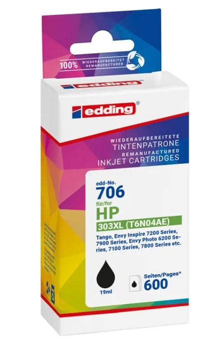 Edding EDD-706, Svart, 19 ml, 1 styck, 600 sidor, Enpack