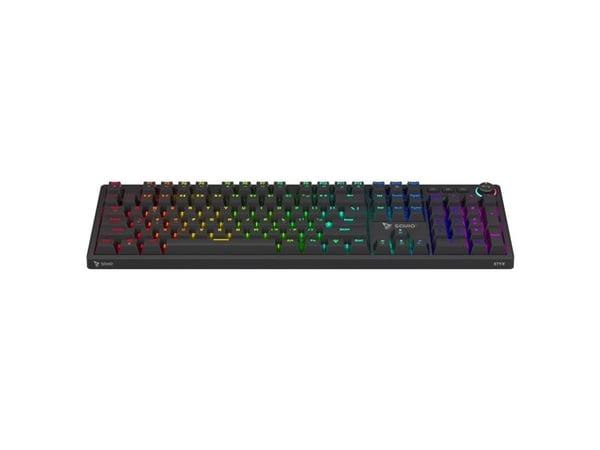 Savio STYX Outemu Peach Silent, Kabel, Bluetooth, Mekaniska tangentbrytare, QWERTY, RGB LED, Svart