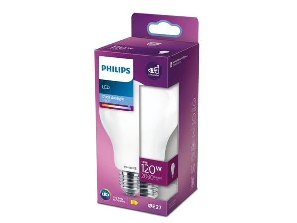 Philips - LED-glödlampa - form: A67 - glaserad finish - E27 - 13 W (motsvarande 120 W) - klass D - svalt dagsljus - 6500 K