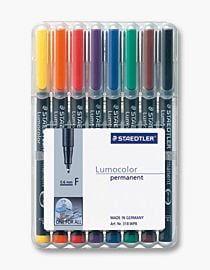STAEDTLER Lumocolor 318 - Fiberspidspen - permanent - for overhead-transparenter - assorterede farver - 0.6 mm - fin (pakke med 8)