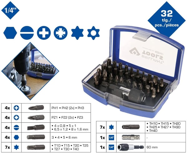 KS TOOLS Werkzeug-maschinen GmbH bitsett, 32 deler (BT053032)