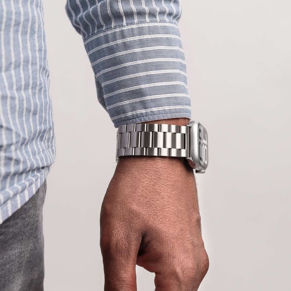 Vonmählen Link Bracelet 2, Hihna, Älykello, Hopea, Apple, Apple Watch, Ruostumaton teräs