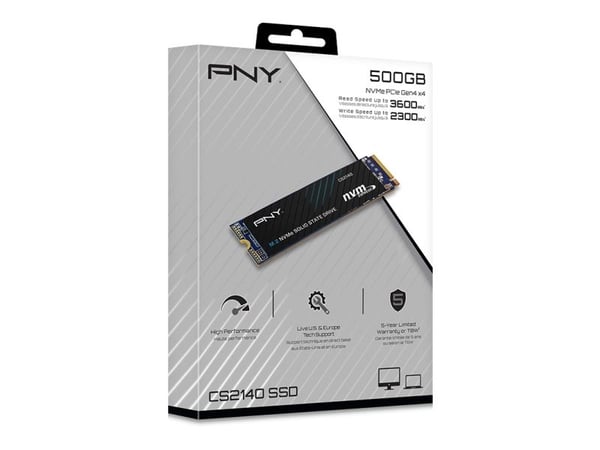 PNY CS2140 - SSD - 500 GB - intern - M.2 2280 - PCIe 4.0 x4 (NVMe) - 256-bit AES