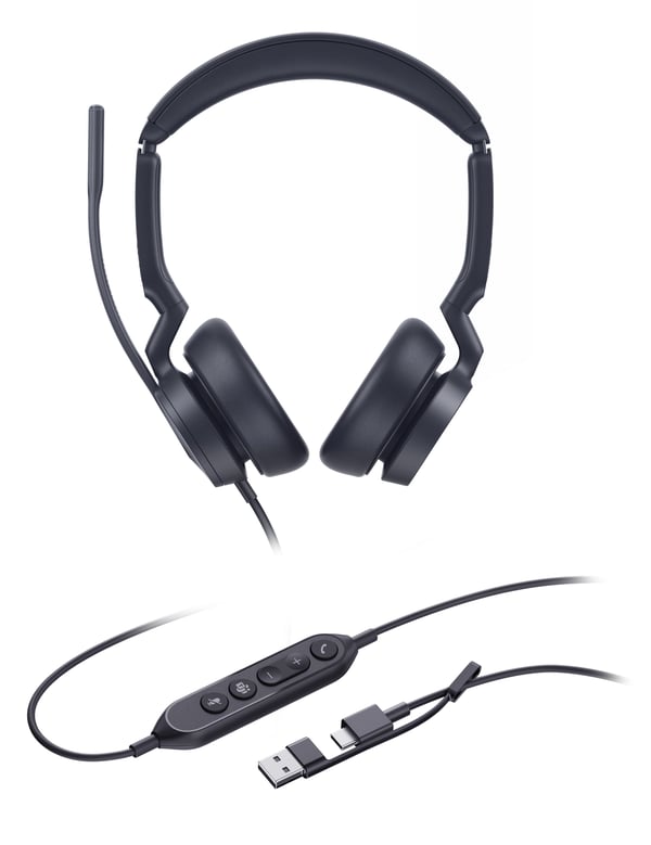 Yealink UH46 Dual - Hodesett - on-ear - kablet - USB-A, USB-C - Certified for Microsoft Teams