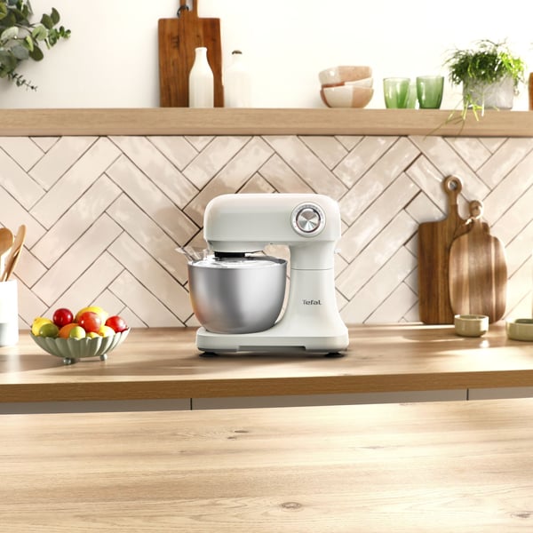 Tefal Bake Easy QB140AF0, 3,5 L, Valkoinen, Rotaatio, Vaivaus, Sekoitus, 4 munaa, Ruostumaton teräs
