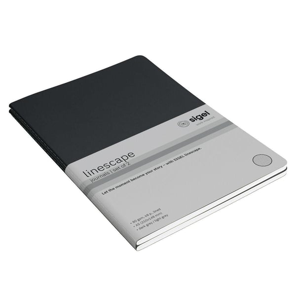 Sigel LS307, Monokromatiskt, Mörkgrå, Ljusgrå, A5, 68 ark, 80 g/m ^, Linjerat papper