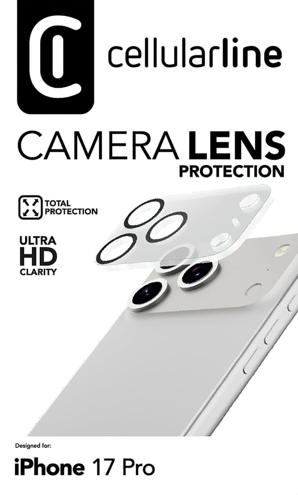 Cellularline CAMERALENSIPH17PRO, Apple, iPhone 17 Pro, Reptålig, Stöttålig, Transparent, 1 styck
