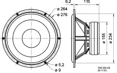 Visaton VS-TIW250XS, 1.0 kanaler, 200 W, fu – 3000 Hz, 8 O
